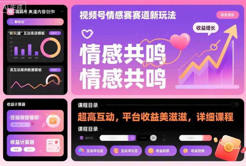 视频号情感赛道新玩法，超高互动，平台收益美滋滋，详细课程好创网-专注优质VIP网课 网络创业落地实操课程资源分享 – 每天更新_高质量项目输出好创网