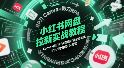 小红书网盘拉新实战教程，Canva+影刀RPA实现内容全自动化，1个小时生成7天笔记好创网-专注优质VIP网课 网络创业落地实操课程资源分享 – 每天更新_高质量项目输出好创网