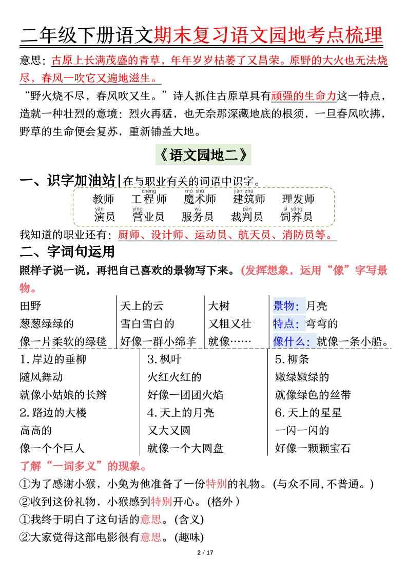 【语文园地考点梳理】二下语文好创网-专注优质VIP网课 网络创业落地实操课程资源分享 – 每天更新_高质量项目输出好创网