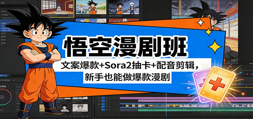 悟空漫剧班：文案爆款+Sora2抽卡+配音剪辑，新手也能做爆款漫剧好创网-专注优质VIP网课 网络创业落地实操课程资源分享 – 每天更新_高质量项目输出好创网