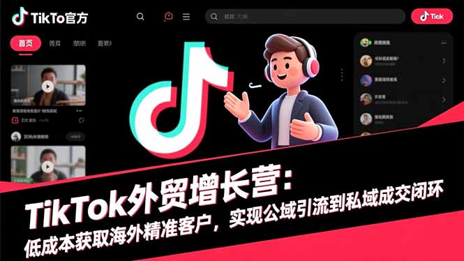 TikTok外贸增长营:低成本获取海外精准客户,实现公域引流到私域成交闭环好创网-专注优质VIP网课 网络创业落地实操课程资源分享 – 每天更新_高质量项目输出好创网