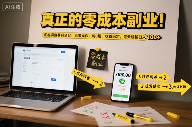 真正的零成本副业!问卷调查暴利项目,无脑操作,纯0撸,收益稳定,每天轻松日入100+【揭秘】好创网-专注优质VIP网课 网络创业落地实操课程资源分享 – 每天更新_高质量项目输出好创网