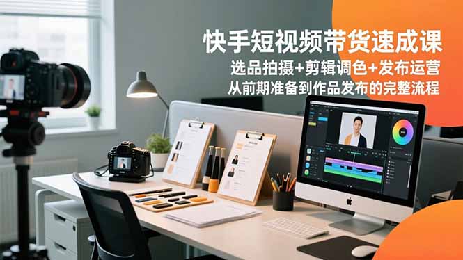 快手短视频带货速成课，选品拍摄+剪辑调色+发布运营，从前期准备到作品发布的完整流程好创网-专注优质VIP网课 网络创业落地实操课程资源分享 – 每天更新_高质量项目输出好创网