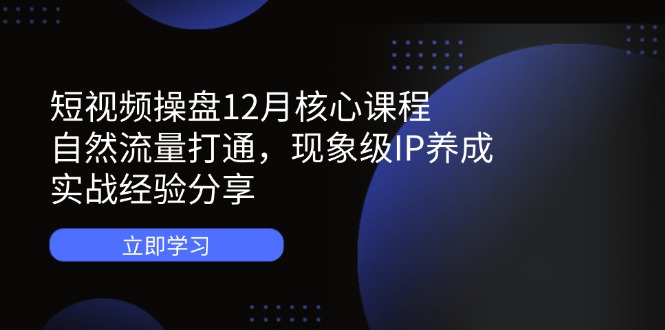 短视频操盘12月核心课程:自然流量打通,现象级IP养成,实战经验分享好创网-专注优质VIP网课 网络创业落地实操课程资源分享 – 每天更新_高质量项目输出好创网