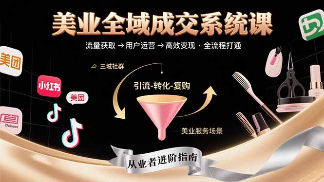 美业全域成交系统课程：帮助美业从业者打通从流量获取到高效变现全流程好创网-专注优质VIP网课 网络创业落地实操课程资源分享 – 每天更新_高质量项目输出好创网