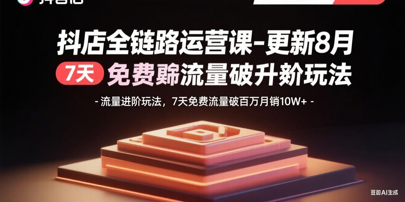 抖店全链路运营课-更新8月:流量进阶玩法,7天免费流量破百万月销10W+好创网-专注优质VIP网课 网络创业落地实操课程资源分享 – 每天更新_高质量项目输出好创网