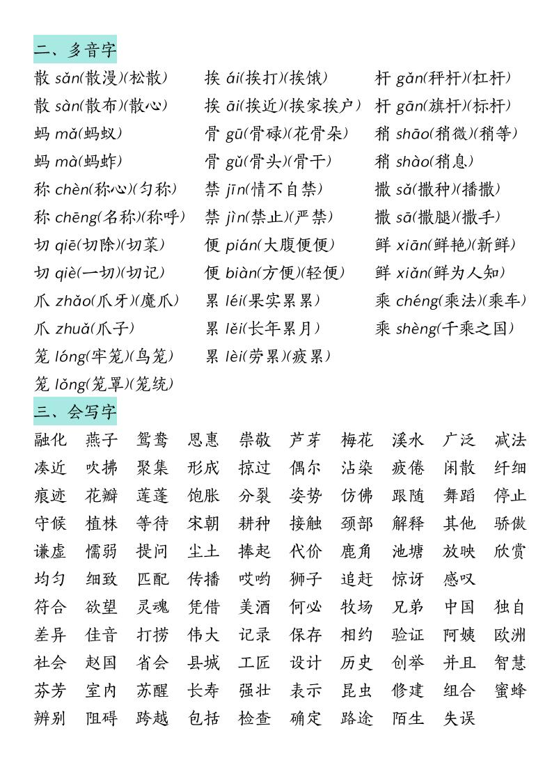 三下语文期中复习（汉字★词语★课文内容与积累运用）好创网-专注优质VIP网课 网络创业落地实操课程资源分享 – 每天更新_高质量项目输出好创网