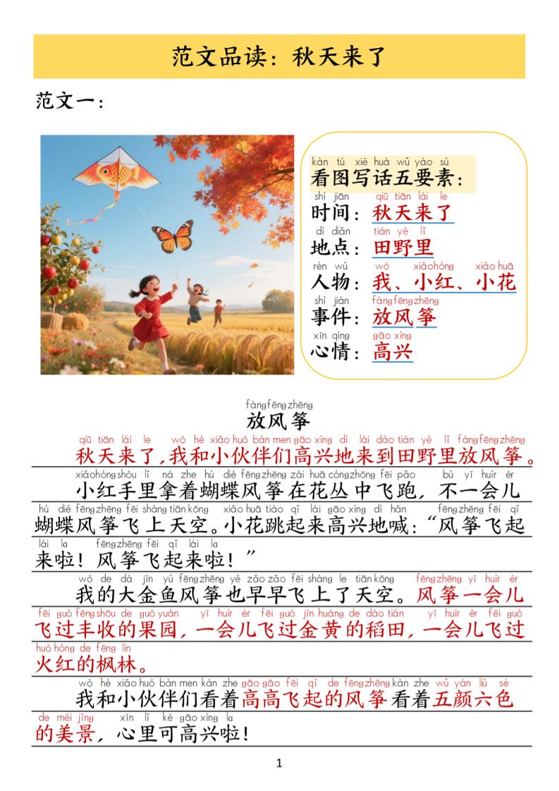 25秋一上语文1-8单元看图写作范文（16页）好创网-专注优质VIP网课 网络创业落地实操课程资源分享 – 每天更新_高质量项目输出好创网