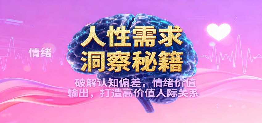 人性需求洞察秘籍,破解认知偏差,情绪价值输出,打造高价值人际关系好创网-专注优质VIP网课 网络创业落地实操课程资源分享 – 每天更新_高质量项目输出好创网