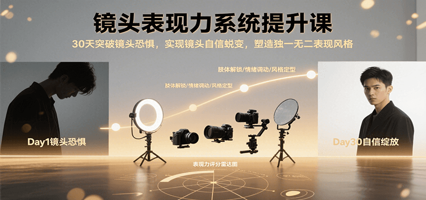 镜头表现力系统提升课,30天突破镜头恐惧实现自信蜕变,塑造独一无二表现风格好创网-专注优质VIP网课 网络创业落地实操课程资源分享 – 每天更新_高质量项目输出好创网