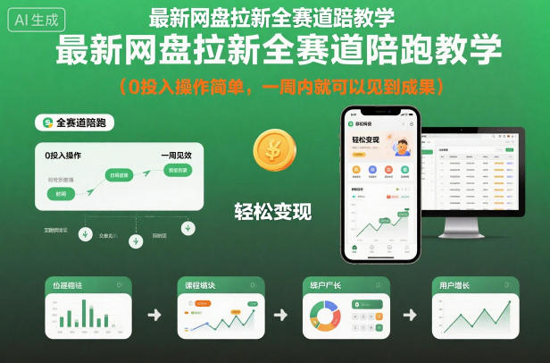 最新网盘拉新全赛道陪跑教学，0投入操作简单，一周内就可以见到成果好创网-专注优质VIP网课 网络创业落地实操课程资源分享 – 每天更新_高质量项目输出好创网