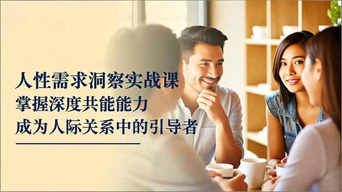 人性需求洞察实战课,掌握深度共感能力,成为人际关系中的引导者好创网-专注优质VIP网课 网络创业落地实操课程资源分享 – 每天更新_高质量项目输出好创网