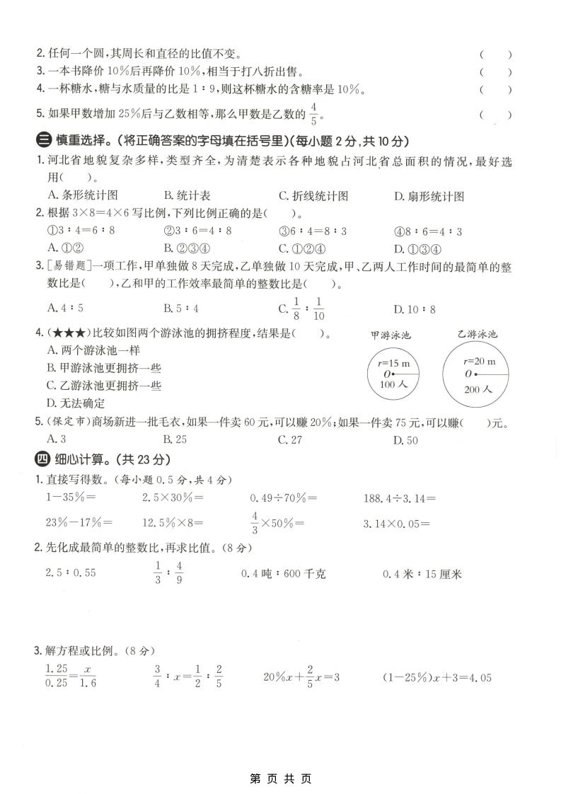 六年级上数学期末质量测试卷1《冀教版》好创网-专注优质VIP网课 网络创业落地实操课程资源分享 – 每天更新_高质量项目输出好创网