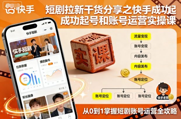 短剧拉新干货分享之快手成功起号和账号运营实操课好创网-专注优质VIP网课 网络创业落地实操课程资源分享 – 每天更新_高质量项目输出好创网