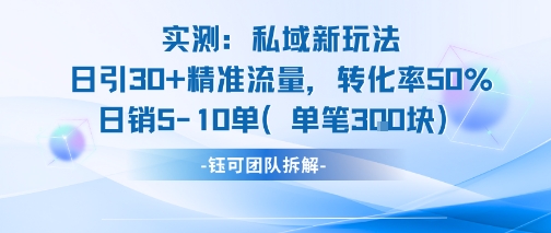 实测私域新玩法日引30加精准流量转化率50%日销5-10单每笔3张好创网-专注优质VIP网课 网络创业落地实操课程资源分享 – 每天更新_高质量项目输出好创网