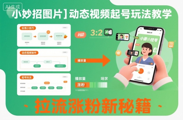 小妙招图片＋动态视频起号玩法教学，拉流涨粉新秘籍好创网-专注优质VIP网课 网络创业落地实操课程资源分享 – 每天更新_高质量项目输出好创网