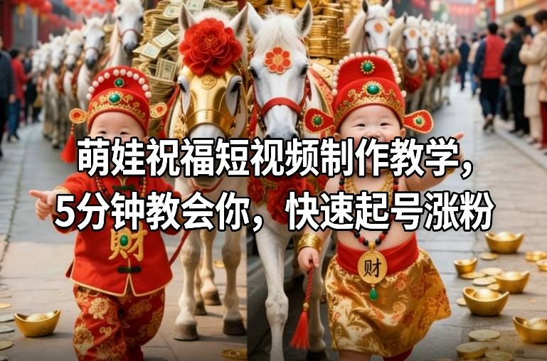 萌娃祝福短视频制作教学，5分钟教会你，快速起号涨粉好创网-专注优质VIP网课 网络创业落地实操课程资源分享 – 每天更新_高质量项目输出好创网