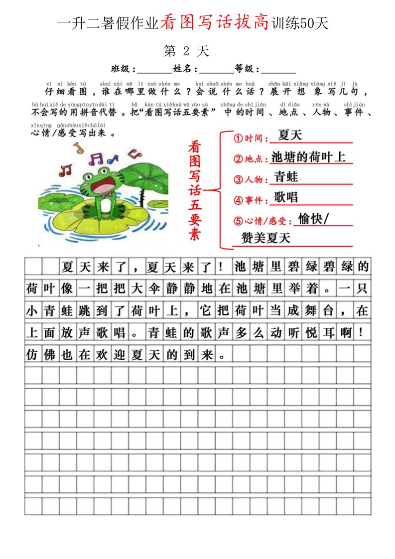 一升二看图写话精讲范文50篇-二上语文好创网-专注优质VIP网课 网络创业落地实操课程资源分享 – 每天更新_高质量项目输出好创网