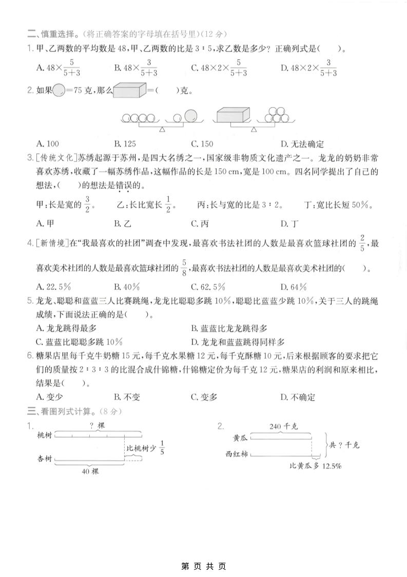 六年级上数学解决问题专项测试卷《苏教版》好创网-专注优质VIP网课 网络创业落地实操课程资源分享 – 每天更新_高质量项目输出好创网