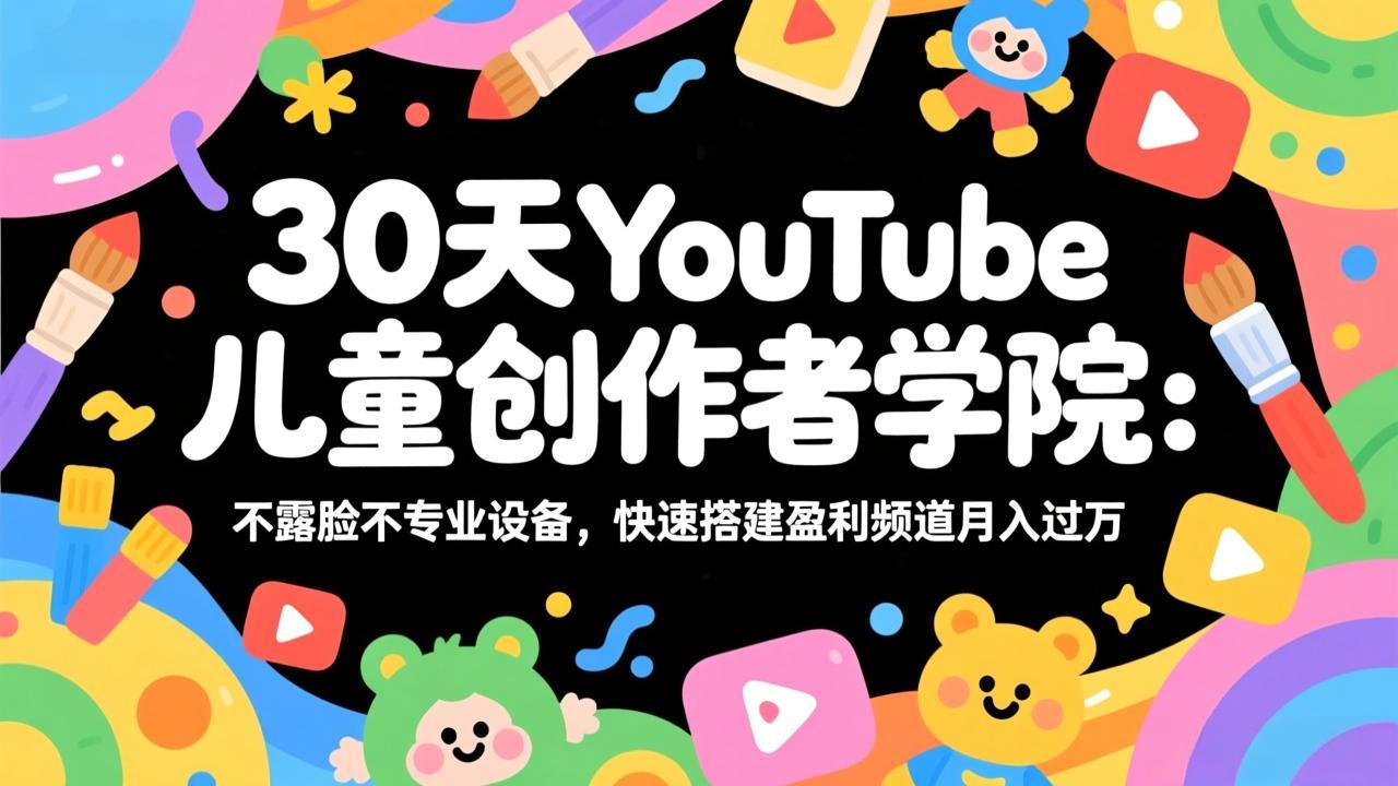 30天YouTube儿童创作者学院：不露脸不专业设备，快速搭建盈利频道月入过万好创网-专注优质VIP网课 网络创业落地实操课程资源分享 – 每天更新_高质量项目输出好创网