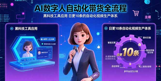 AI数字人自动化带货全流程:黑科技工具应用 日更10条的自动化视频生产体系好创网-专注优质VIP网课 网络创业落地实操课程资源分享 – 每天更新_高质量项目输出好创网