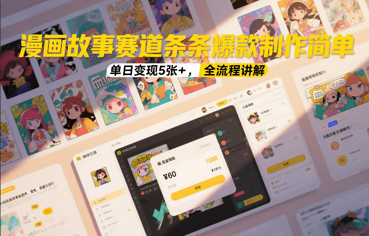 漫画故事赛道条条爆款制作简单，单日变现5张+，全流程讲解好创网-专注优质VIP网课 网络创业落地实操课程资源分享 – 每天更新_高质量项目输出好创网