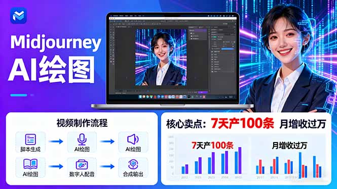 AI绘图照片开口说话视频制作：Midjourney+数字人，7天产100条月增收过万好创网-专注优质VIP网课 网络创业落地实操课程资源分享 – 每天更新_高质量项目输出好创网