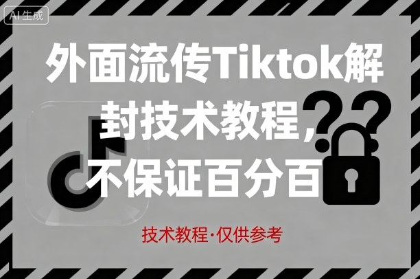 外面流传Tiktok解封技术教程,不保证百分百,具体自测好创网-专注优质VIP网课 网络创业落地实操课程资源分享 – 每天更新_高质量项目输出好创网