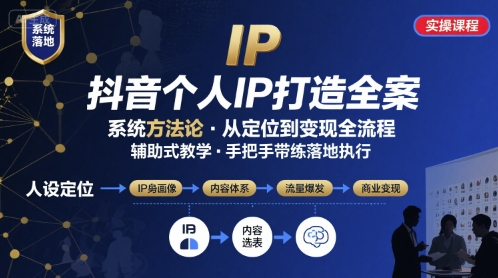 抖音个人IP系统落地实操大课,实操课程,辅助落地好创网-专注优质VIP网课 网络创业落地实操课程资源分享 – 每天更新_高质量项目输出好创网