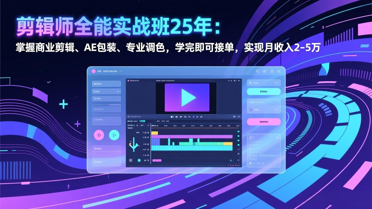 剪辑师全能实战班25年：掌握商业剪辑、AE包装、专业调色，学完即可接单，实现月收入2-5万好创网-专注优质VIP网课 网络创业落地实操课程资源分享 – 每天更新_高质量项目输出好创网