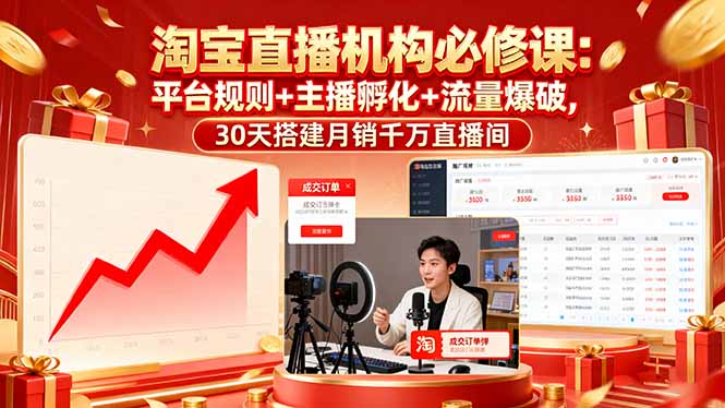 淘宝直播机构必修课:平台规则/主播孵化/流量爆破,30天搭建月销千万直播间好创网-专注优质VIP网课 网络创业落地实操课程资源分享 – 每天更新_高质量项目输出好创网