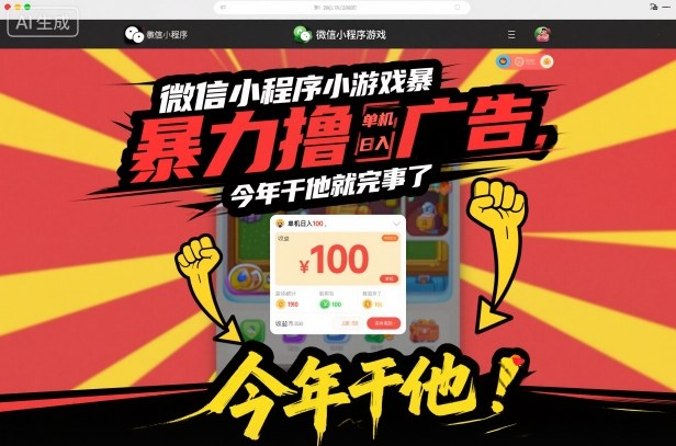 微信小程序小游戏暴力撸广告,单机日入100,今年干他就完事了好创网-专注优质VIP网课 网络创业落地实操课程资源分享 – 每天更新_高质量项目输出好创网