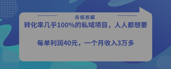 转化率最高的私域项目,每单利润40-50米,月入过1w好创网-专注优质VIP网课 网络创业落地实操课程资源分享 – 每天更新_高质量项目输出好创网