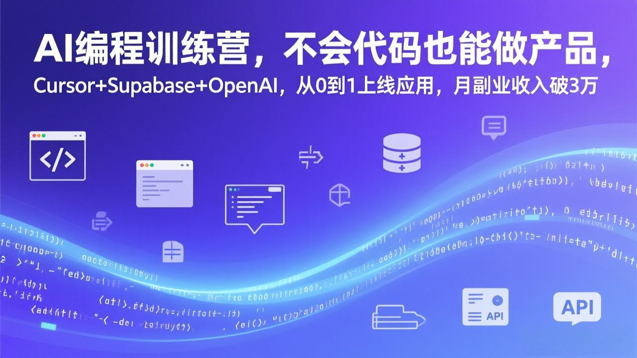 AI编程训练营，不会代码也能做产品，Cursor+Supabase+OpenAI，从0到1上线应用，月副业收入破3万好创网-专注优质VIP网课 网络创业落地实操课程资源分享 – 每天更新_高质量项目输出好创网