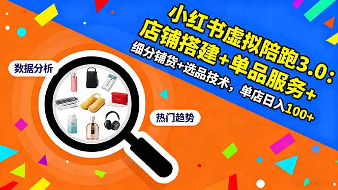 小红书虚拟陪跑3.0:店铺搭建+单品服务+细分铺货+选品技术,单店日入100+好创网-专注优质VIP网课 网络创业落地实操课程资源分享 – 每天更新_高质量项目输出好创网