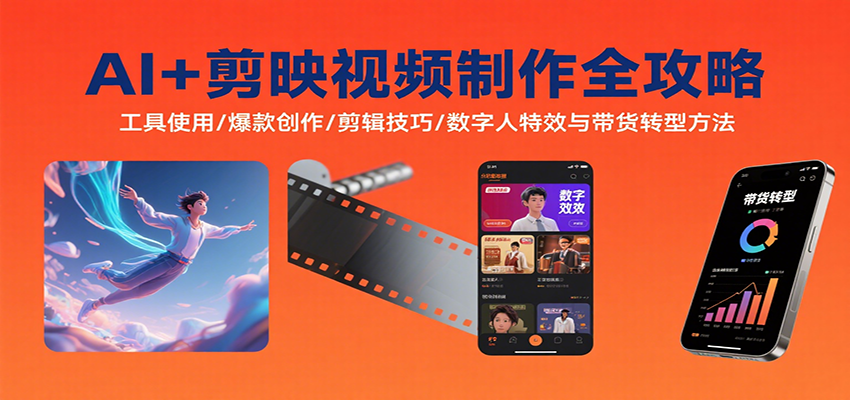 AI+剪映视频制作全攻略:工具使用/爆款创作/剪辑技巧/数字人特效与带货转型方法好创网-专注优质VIP网课 网络创业落地实操课程资源分享 – 每天更新_高质量项目输出好创网