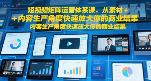 短视频矩阵运营体系课，从素材+内容生产角度快速放大你的商业结果好创网-专注优质VIP网课 网络创业落地实操课程资源分享 – 每天更新_高质量项目输出好创网