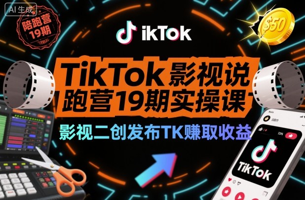 TikTok影视解说陪跑营19期实操课,影视二创发布TK賺取收益,万播收益50美金(更新)好创网-专注优质VIP网课 网络创业落地实操课程资源分享 – 每天更新_高质量项目输出好创网