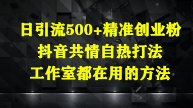 日引流500+精准创业粉,抖音共情自热打法,工作室都在用的方法好创网-专注优质VIP网课 网络创业落地实操课程资源分享 – 每天更新_高质量项目输出好创网