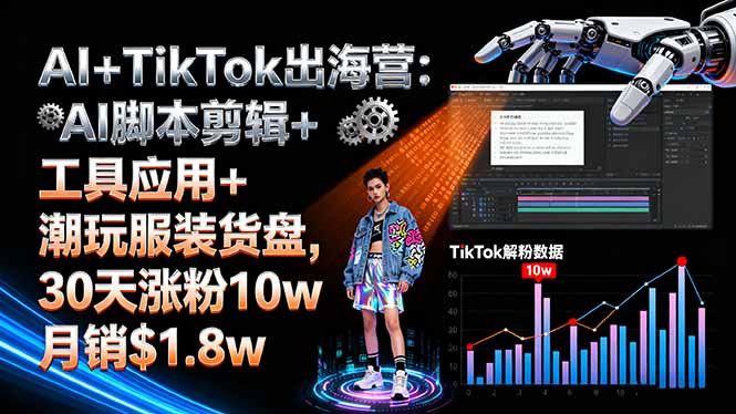 AI+TikTok出海营:AI脚本剪辑+工具应用+潮玩服装货盘,30天涨粉10w月销$1.8w好创网-专注优质VIP网课 网络创业落地实操课程资源分享 – 每天更新_高质量项目输出好创网