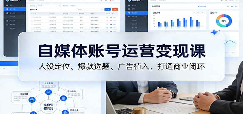 自媒体账号运营变现课：人设定位、爆款选题、广告植入，打通商业闭环好创网-专注优质VIP网课 网络创业落地实操课程资源分享 – 每天更新_高质量项目输出好创网