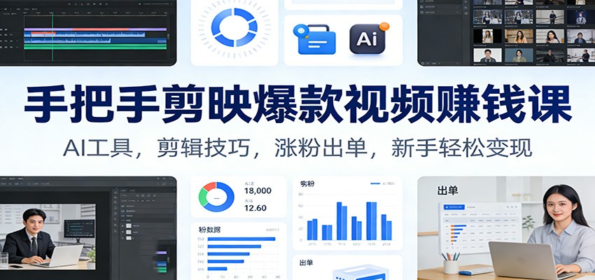 手把手剪映爆款视频赚钱课：AI工具，剪辑技巧，涨粉出单，新手轻松变现好创网-专注优质VIP网课 网络创业落地实操课程资源分享 – 每天更新_高质量项目输出好创网