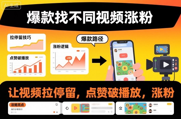 爆款找不同视频涨粉，让视频拉停留，实现点赞，破播放，涨粉好创网-专注优质VIP网课 网络创业落地实操课程资源分享 – 每天更新_高质量项目输出好创网