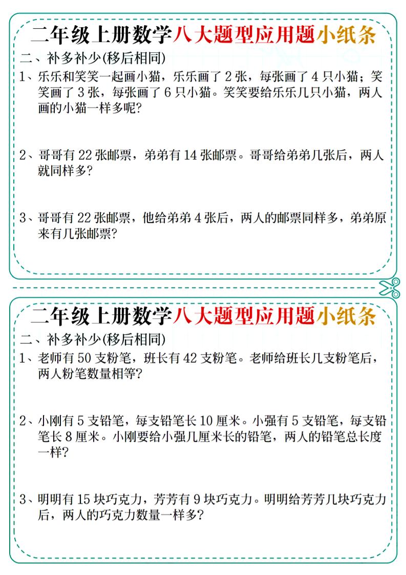 二年级上数学八大题型应用题小纸条好创网-专注优质VIP网课 网络创业落地实操课程资源分享 – 每天更新_高质量项目输出好创网
