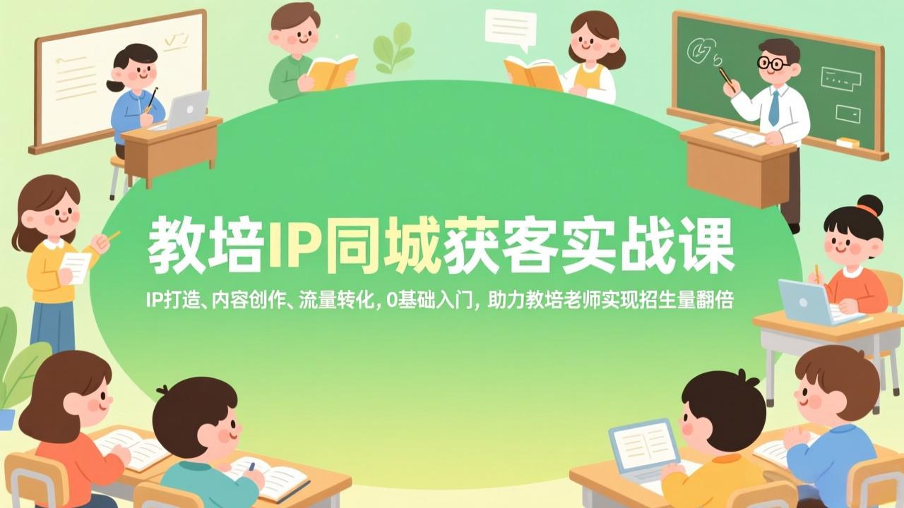 教培IP同城获客实战课，IP打造、内容创作、流量转化，0基础入门，助力教培老师实现招生量翻倍好创网-专注优质VIP网课 网络创业落地实操课程资源分享 – 每天更新_高质量项目输出好创网