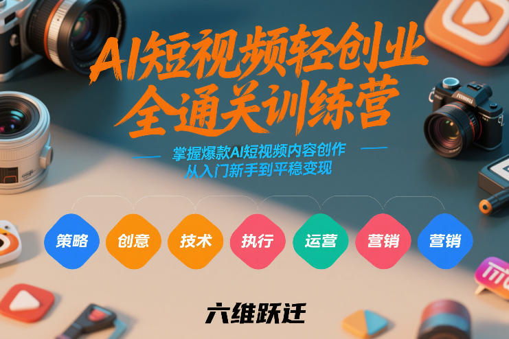 AI短视频轻创业全通关训练营，掌握爆款AI短视频内容创作，从入门新手到平稳变现的六维跃迁好创网-专注优质VIP网课 网络创业落地实操课程资源分享 – 每天更新_高质量项目输出好创网