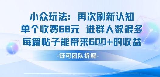 小众玩法再次刷新认知单个收费68米进群人数很多每篇帖子能带来6张的收益好创网-专注优质VIP网课 网络创业落地实操课程资源分享 – 每天更新_高质量项目输出好创网