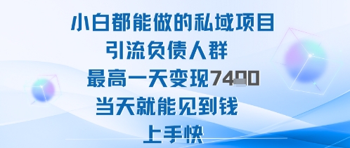 2025年小白都能做的私域项目引流负债人群最高一天变现1k+高变现难度低当天就能见到钱上手快好创网-专注优质VIP网课 网络创业落地实操课程资源分享 – 每天更新_高质量项目输出好创网