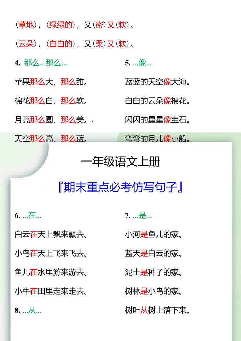 【2025秋新版】一年级语文上册期末重点必考仿写句子好创网-专注优质VIP网课 网络创业落地实操课程资源分享 – 每天更新_高质量项目输出好创网