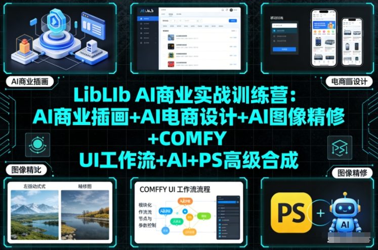 LibLIb AI商业实战训练营：AI商业插画+AI电商设计+AI图像精修+COMFY UI工作流+AI+PS高级合成好创网-专注优质VIP网课 网络创业落地实操课程资源分享 – 每天更新_高质量项目输出好创网